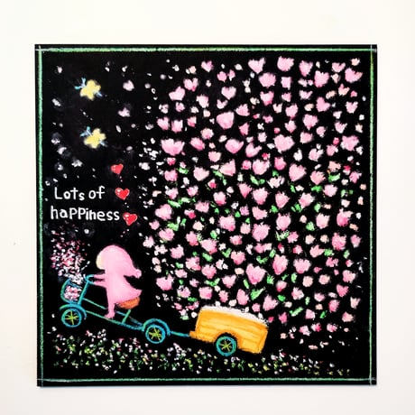 愛が　たくさん　広がりますように・・ピンクの花びら　サクラ【原画】チョークアート