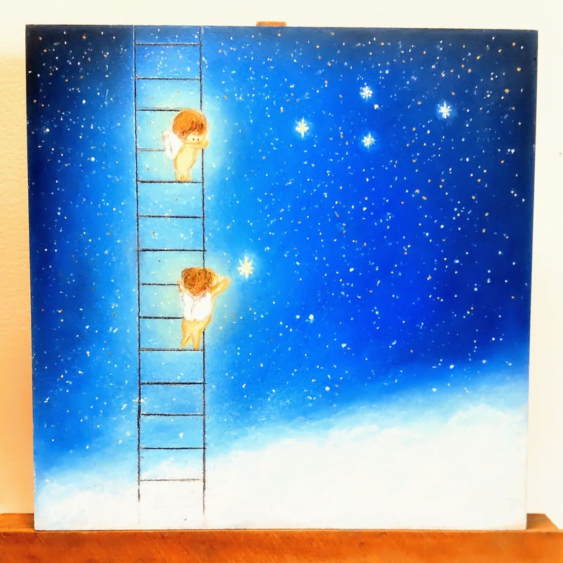 星の使者　ハンドメイドパステル画　絵画アート原画 星の使者ハンドメイドパステル画絵画アート原画
