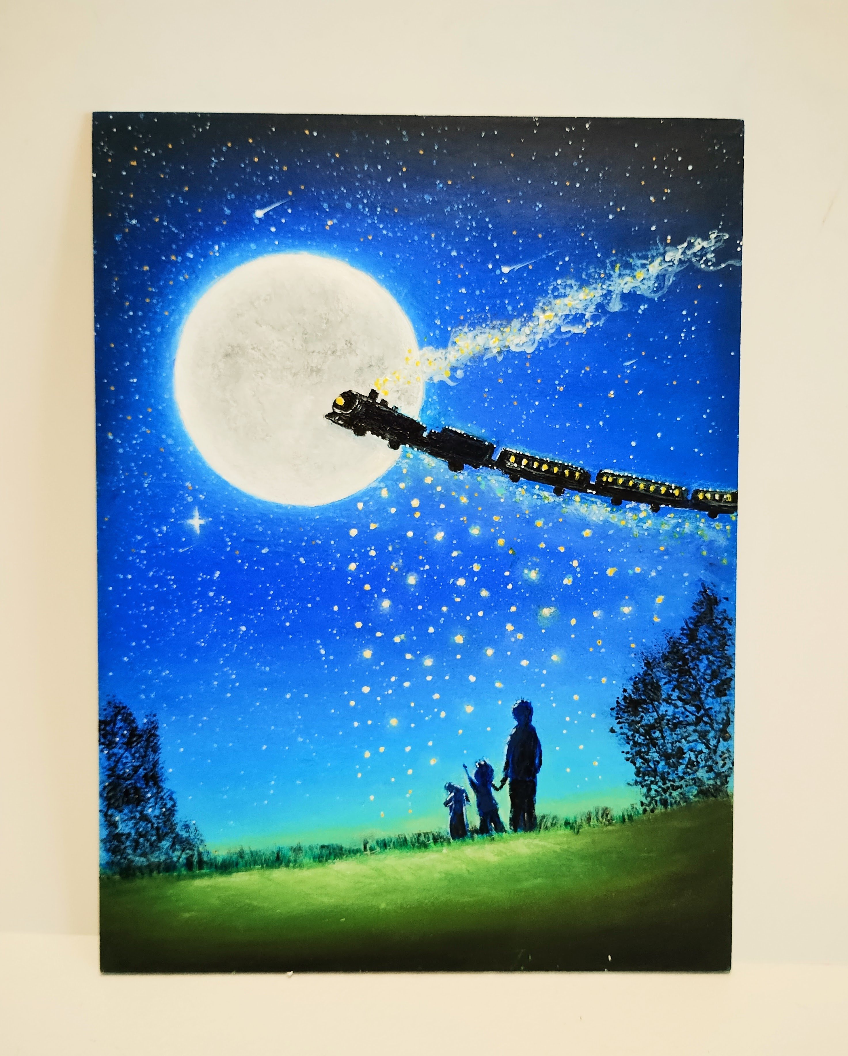 金月に導かれる夜 パステル画 原画 original