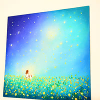 にじいろ 光の世界 「晴れ 雨 笑顔」 【原画】オイルパステルアート