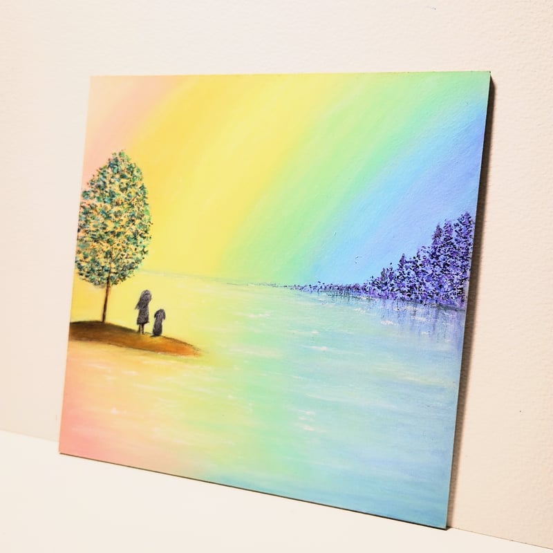 にじいろ 光の世界 「晴れ 雨 笑顔」 【原画】オイルパステル