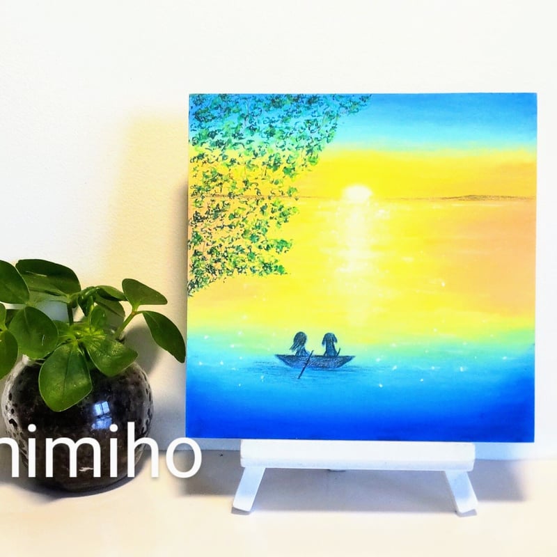 good moring すがすがしい朝 そらと海 【原画】オイルパステル