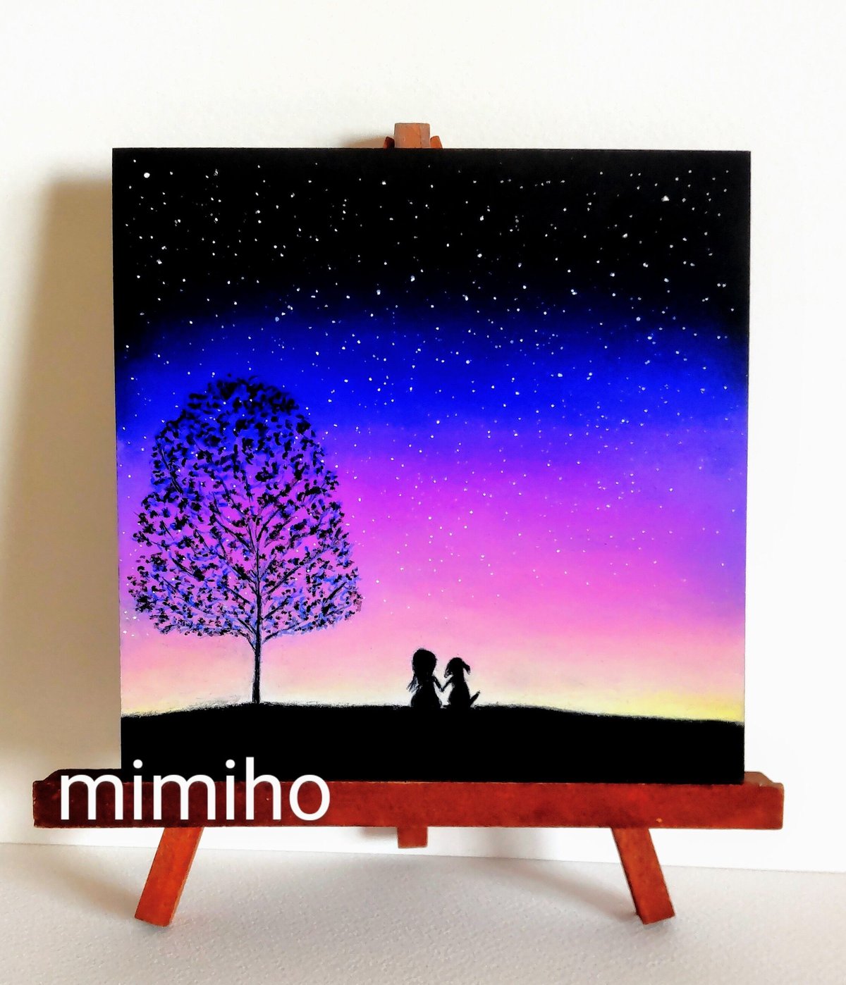 夜明けの時間 森羅万象【原画】オイルパステルアート | 小さな