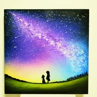 君が君であるために・・壮大な夜空の下で　【原画】オイルパステルアート
