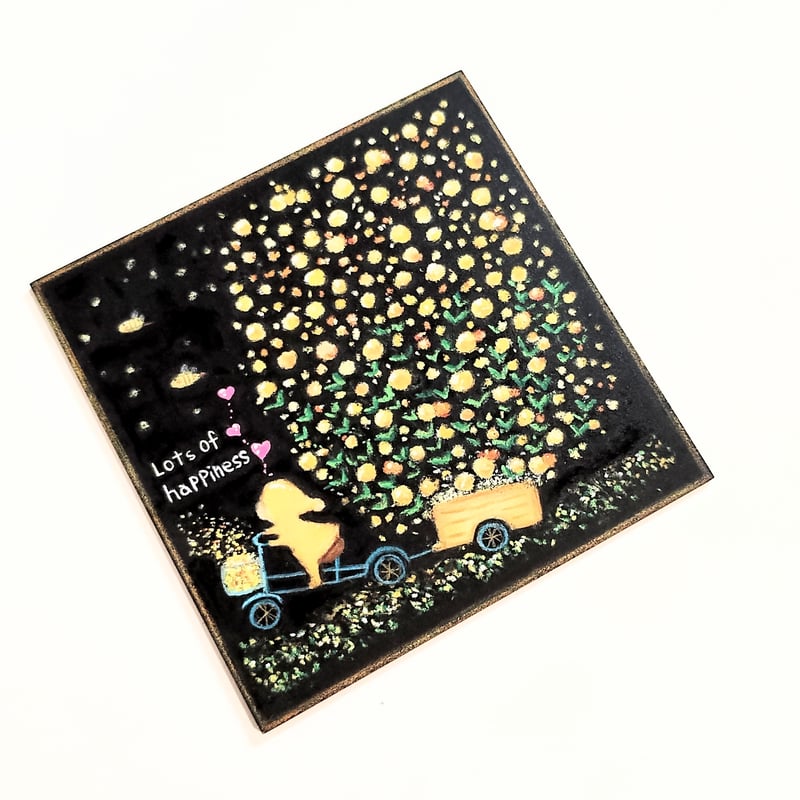 オイルパステル原画　黄色の花　2Lサイズ【額付き】 燕と黄色いお花 oilpastel A4サイズ 原画のみ 絵画 aru and coco