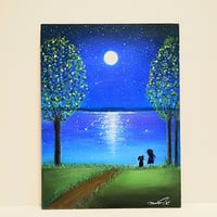 今夜はお月様とお話しようインテリアアート【原画】