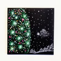 クリスマス　きよしこの夜　エンジェルから　幸せな贈り物【原画】オイルパステルアート