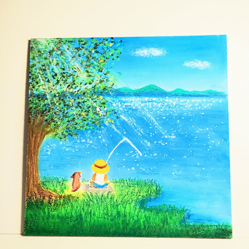 原画　自作の絵　絵画　一点物　パステル画　【カサブランカと松】 原画　自作の絵　絵画　一点物　パステル画　【カサブランカと松】