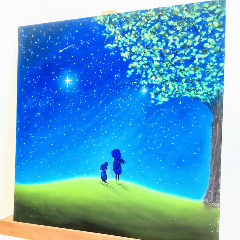 本当はね・・ 素直になれなかった あの頃・・星空の下で【原画】オイル