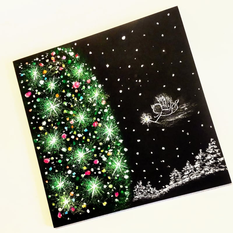 クリスマス きよしこの夜 エンジェルから 幸せな贈り物【原画】オイル