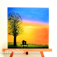 夕日　今日も君と過ごせた幸せ　ありがとう　【原画】オイルパステルアート