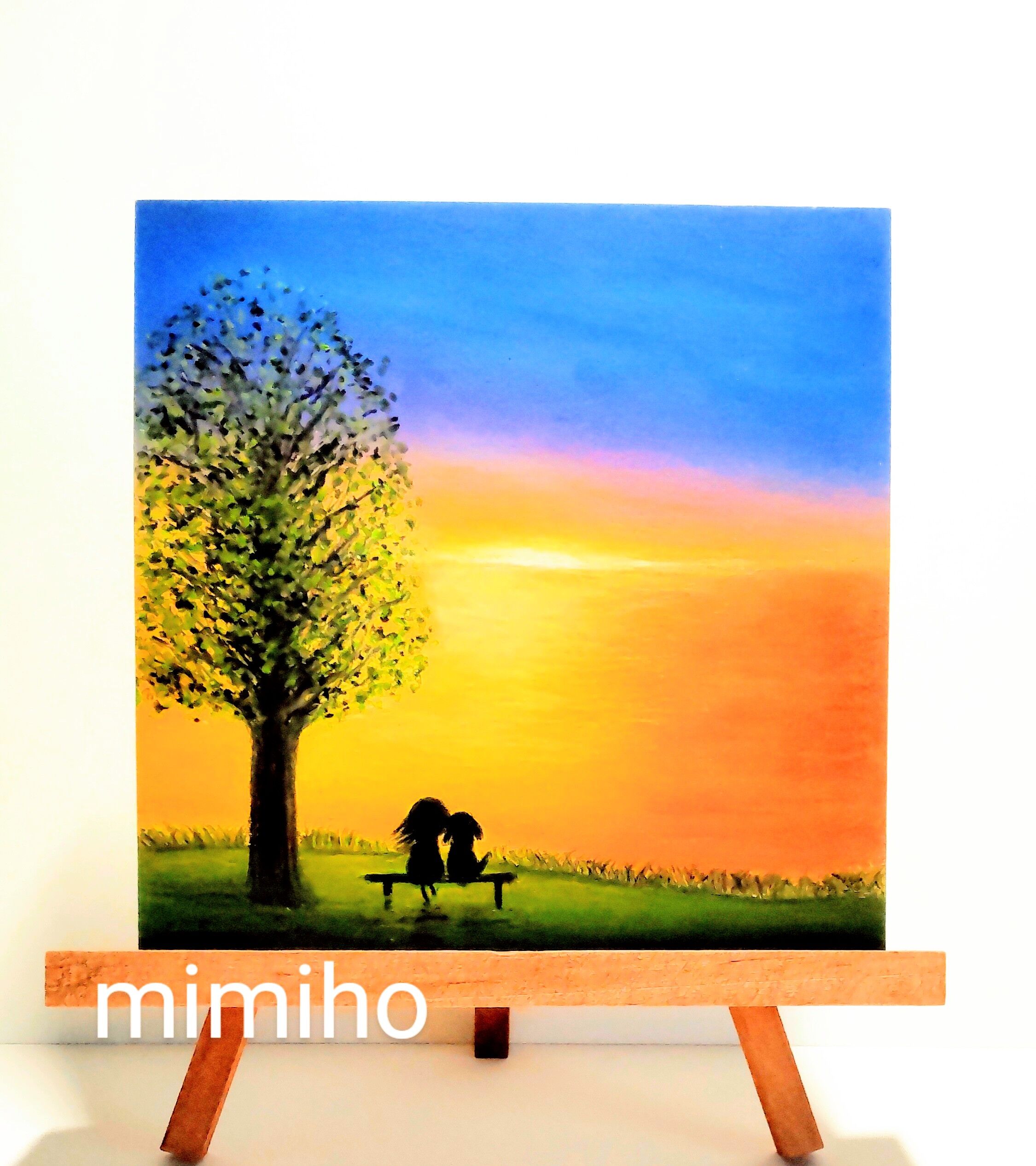 オイルパステル画　今日もありがとう　　風景画　ご予約品 original