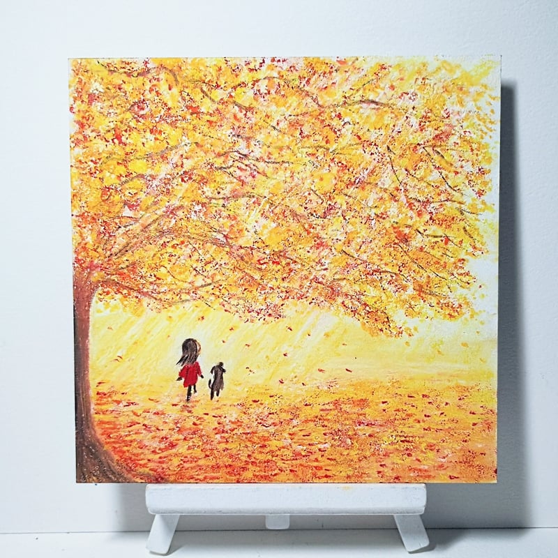 紅の湖畔　ハンドメイドパステル画　絵画アート原画 紅の湖畔 ハンドメイドパステル画 絵画アート原画 紅の湖畔
