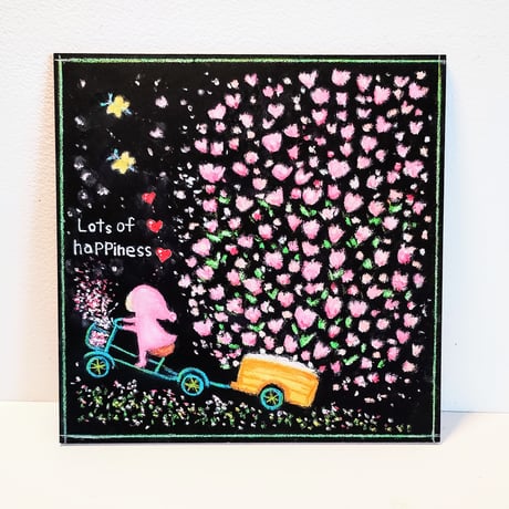 愛が　たくさん　広がりますように・・ピンクの花びら　サクラ【原画】チョークアート