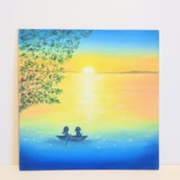 さくら 春色に包まれて ハートの花びら 【原画】オイルパステルアート