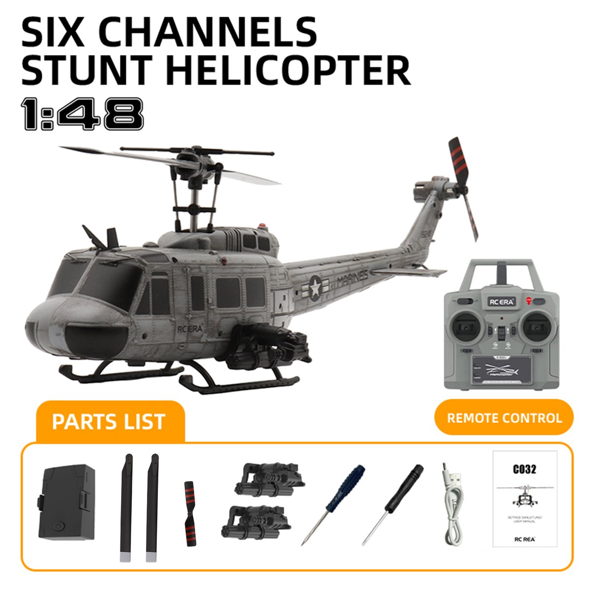 RC ERA C032 UH-1 ヒューイ グレー汚し塗装Ver RTF（技適付き） | Ai