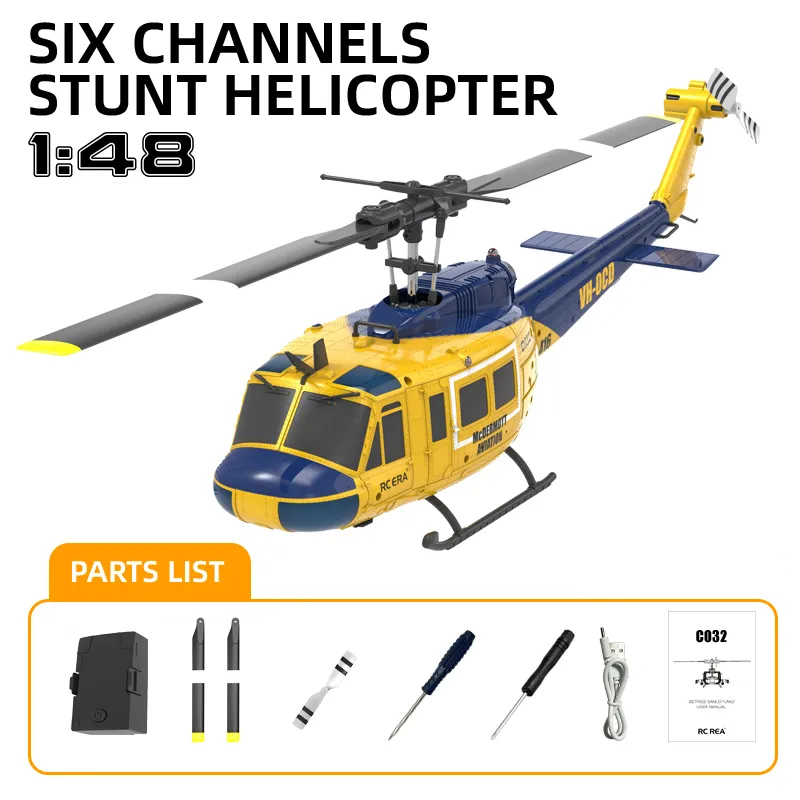 RC ERA C032 UH-1 ヒューイ イエロー x ブルー 送信機なしBNF | Air