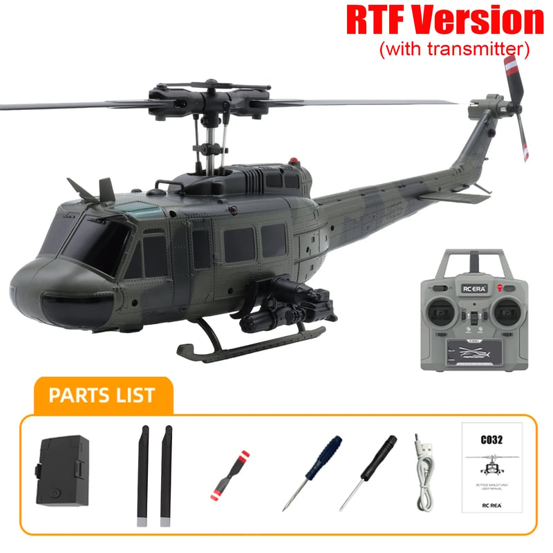 ⭐特別割引セット・CALIBER 30 エンジン大型コクピットRCヘリセット RC ERA C032 UH-1 ヒューイ カモフラージュ RTF（技適付き） | AirCr