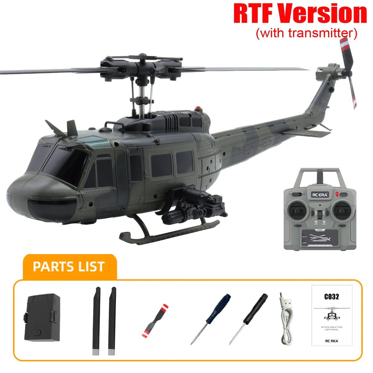RC ERA C032 UH-1 ヒューイ カモフラージュ RTF（技適付き） | AirCr