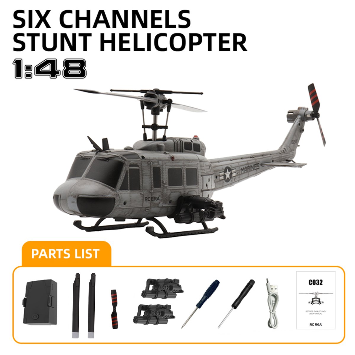 RC ERA C032 UH-1 ヒューイ グレー汚し塗装Ver 送信機なしBNF | Air