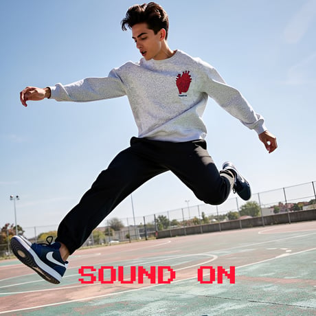 「SOUND ON」ビッグシルエット刺繍スエット