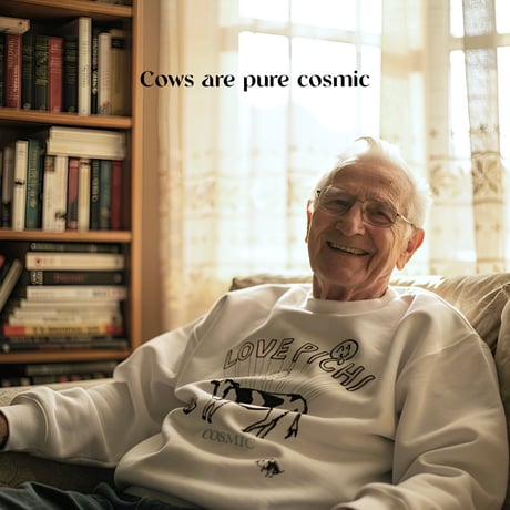 「Cows are pure cosmic」ビッグシルエットスエット