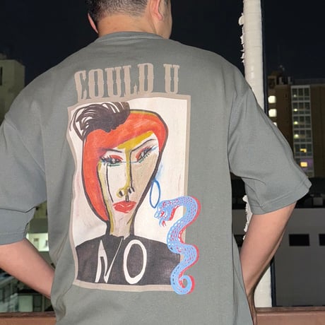 「COULD YOU」バックプリントTシャツ