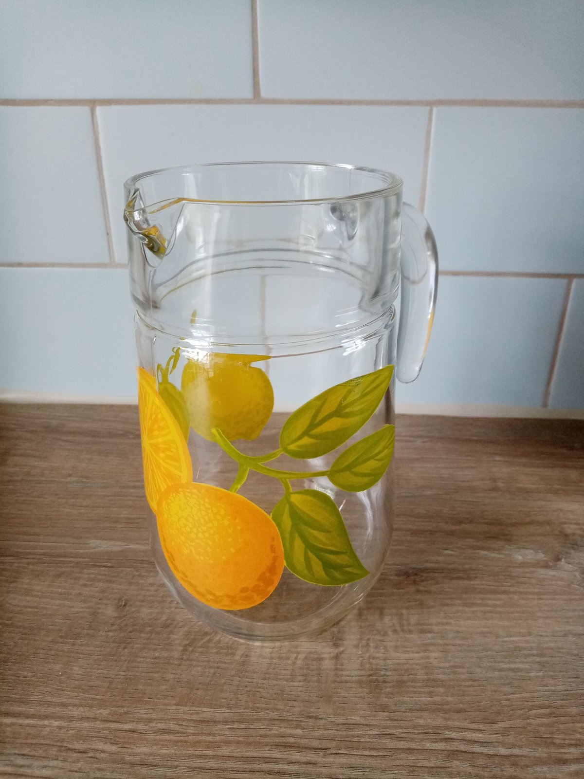 フランス製 昭和レトロなオレンジとレモン柄のガラスピッチャー | 英国