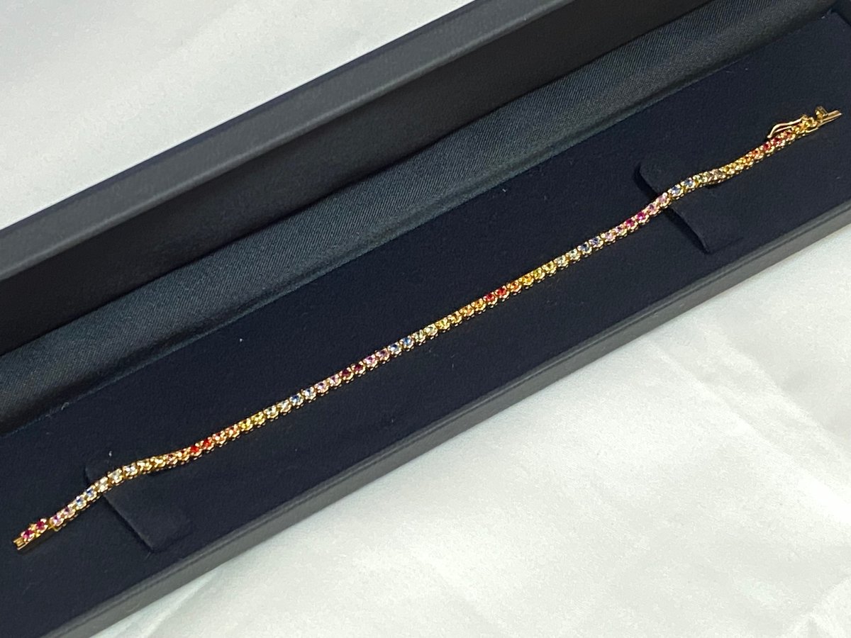 特A級品イエローオレンジサファイア ボタンカットブレスレット