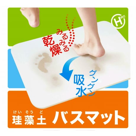 HIRO 珪藻土バスマット 45cm×35cm HBM-001 ノンアスベスト検査済み ★送料無料