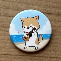 缶バッジ　柴犬とウクレレ（送料込み）
