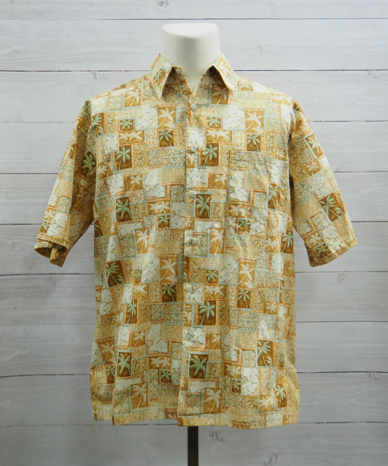 USA製★90s★Tori Richard★刺繡タグ 柄 アロハシャツ★レーヨン 古着 70's Tori Richard トリリチャード ビンテージ 旧タグ 扇子