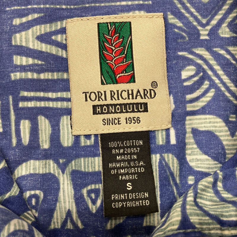 Tori Richard Used Aloha Shirt トリ・リチャード アロハシャツ スカイブルーS【古着】