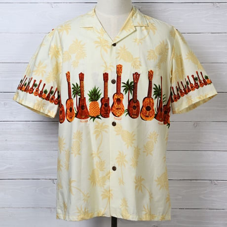 ROYAL HAWAIIAN CREATIONS Yellow Ukulele Aloha Shirt ロイヤルハワイアン イエローウクレレアロハシャツ[CH-14]