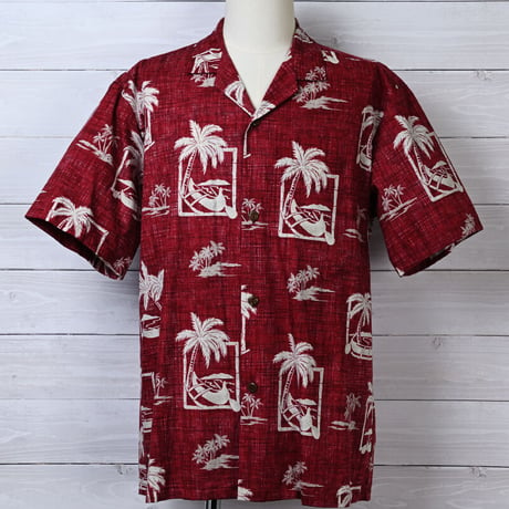 ROYAL HAWAIIAN CREATIONS Y-Placket Red Aloha Shirt ロイヤルハワイアン Yプラケットレッドアロハシャツ [YH-03]