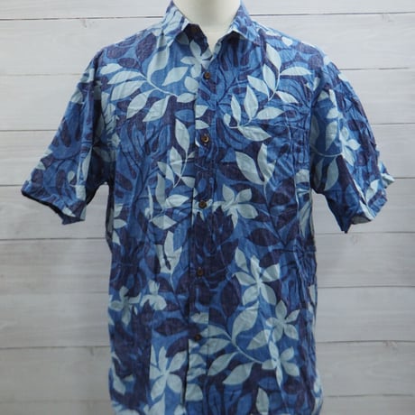 Bishop St.apparel Used Aloha Shirt ビショップストリートアパレル アロハシャツ ブルーL【古着】