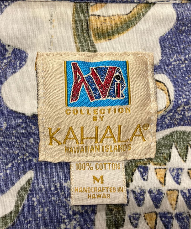 KAHALA Used Aloha Shirt カハラ アロハシャツ ブルーM【古着