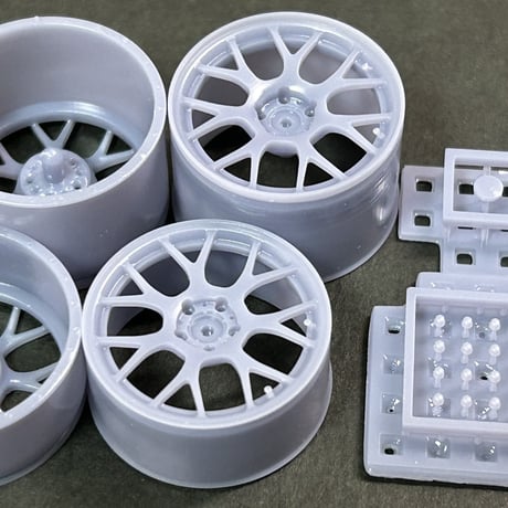 まっすんカーモデルチャンネルコラボ企画　PA86　T社360モデナ用18インチBBS-REV7ホイール ケイSTYLE!　1/24scale　カーモデル用　1台分　3Dプリント　レジン製