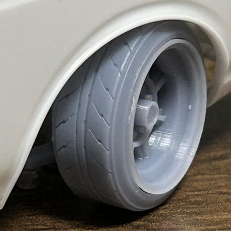 PA77　KS-CU13専用14インチタイヤ(1.5°/3°）　ケイSTYLE!　THEストリートシリーズ　1/24scale　カーモデル用　1台分　3Dプリント　レジン製