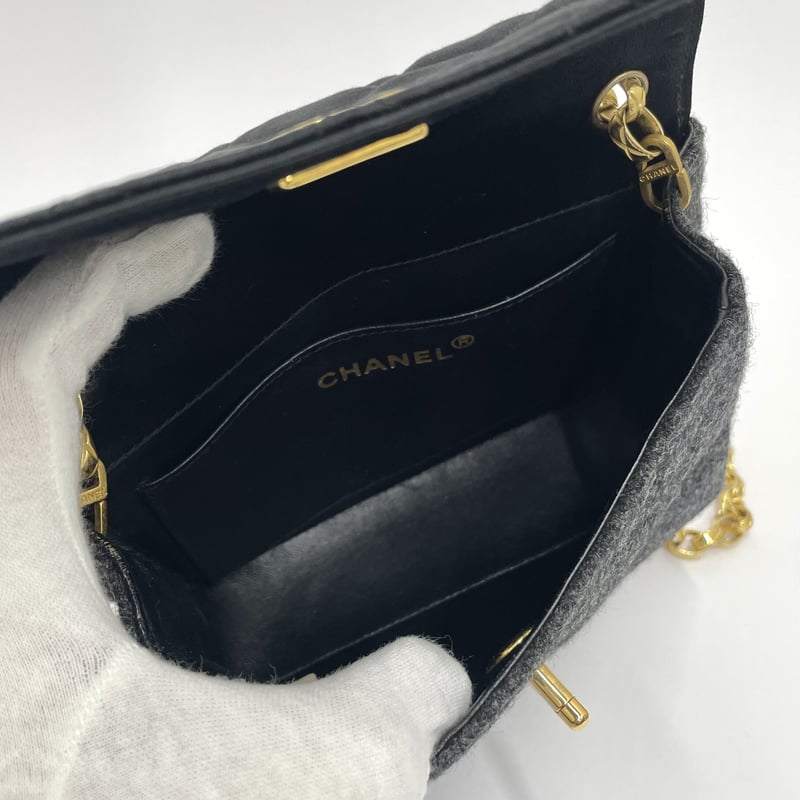 CHANEL ミニマトラッセ チェーンショルダーバッグ サテン/ウール CHANEL ミニマトラッセ チェーンショルダーバッグ サテン/ウール