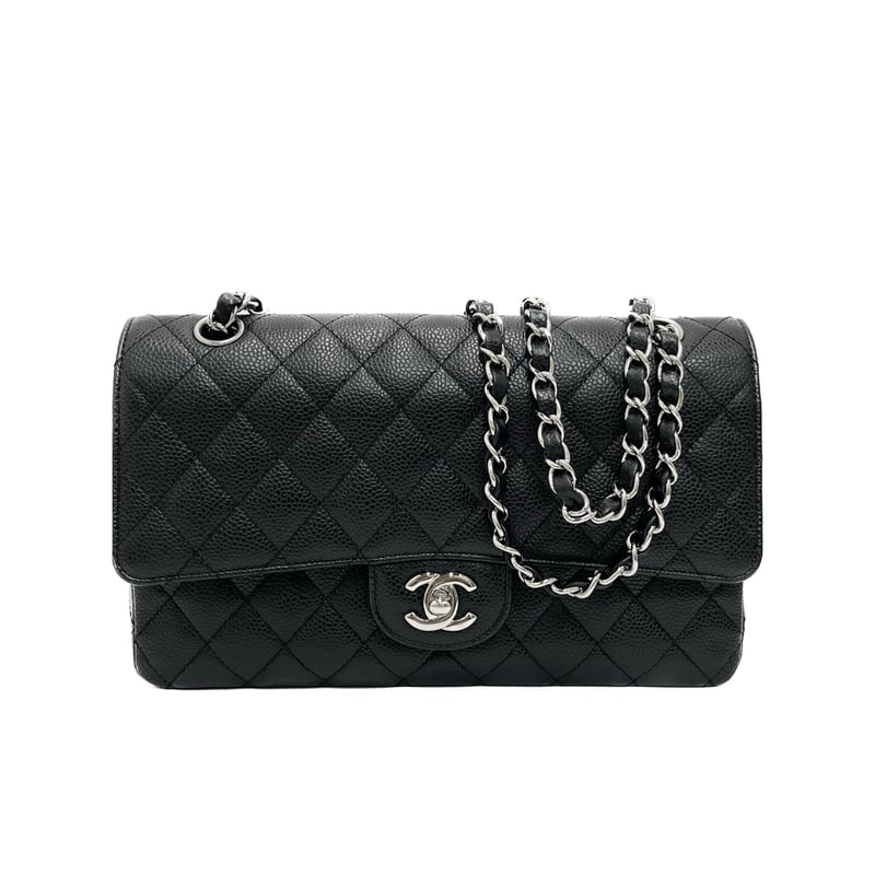 CHANEL キャビアスキン マトラッセ25 Wフラップ チェーンショルダー ...