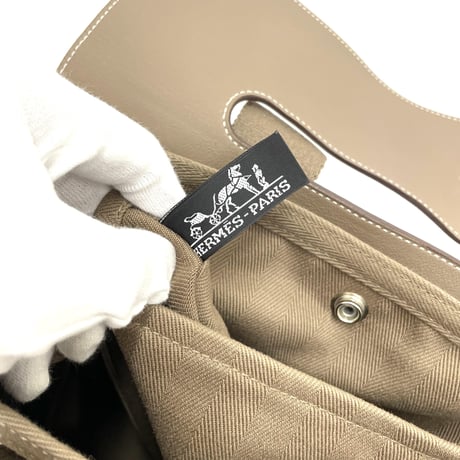 HERMES ヴァルパライソPM ハンドバッグ キャンバス/レザー エトゥープ