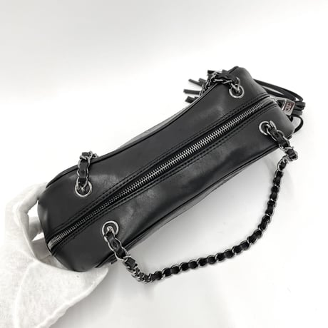 CHANEL ラムスキン フリンジ付き チェーンショルダーバッグ 8番台