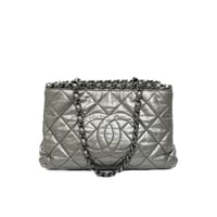 CHANEL レザー シルバー加工 チェーンミー トートバッグ 16番台