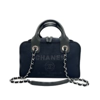 CHANEL ショルダーバッグ ドーヴィル 2wayショルダーバッグ ネイビー系 キャンバス ICチープランダム番台