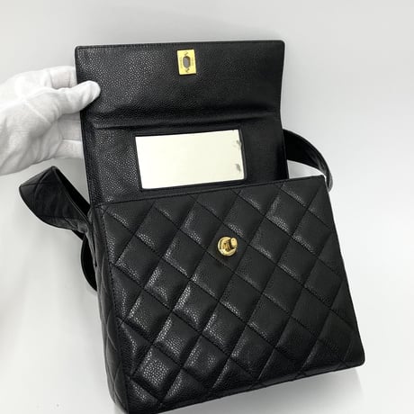 CHANEL キャビアスキン マトラッセ ミラーバニティ ショルダーバッグ 4番台