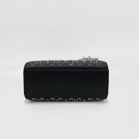CHRISTIAN DIOR レディディオール ミニ M0500PRTC サテン/ビーズ ブラック ハンドバッグ