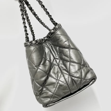 CHANEL レザー シルバー加工 チェーンミー トートバッグ 16番台