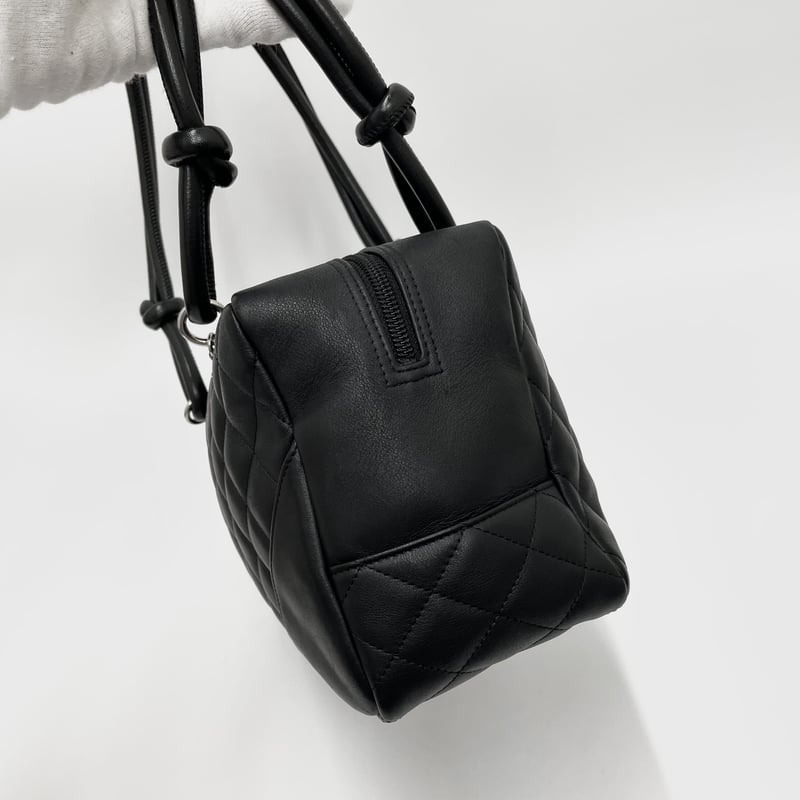 CHANEL カンボンライン ボストンバッグ ブラック×ホワイト