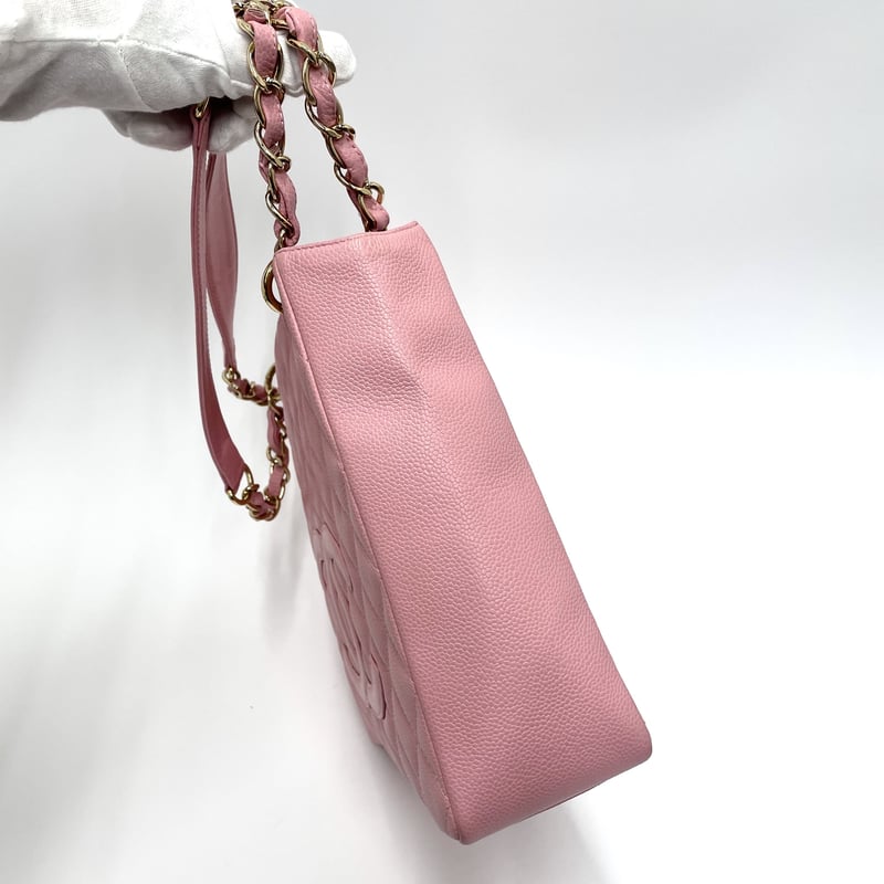 CHANEL 美品 キャビアスキン チェーントートバッグ PST 8番台 CHANEL 美品 キャビアスキン チェーントートバッグ PST 8番台